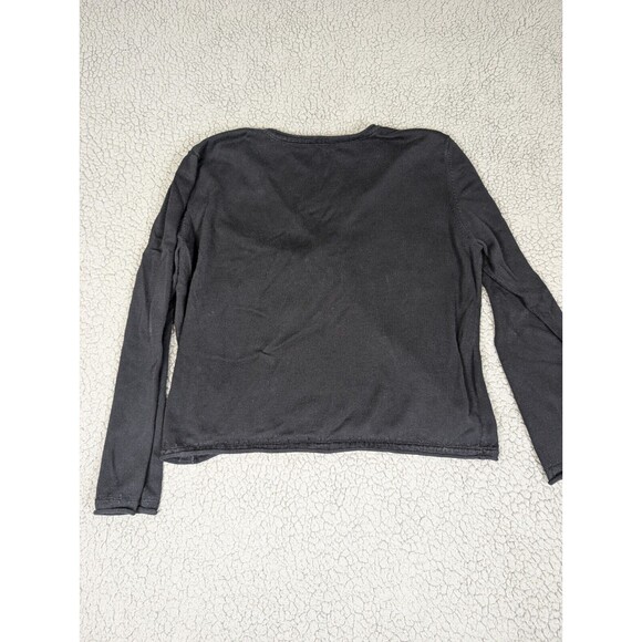 J. Jill Cardigan Womens 100% Cotton One Button Sweater Sz L Black Thread Detail - Picture 5 of 11